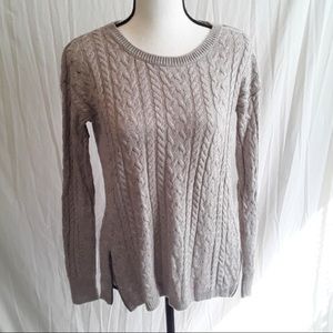 American Eagle cable knit taupe sweater